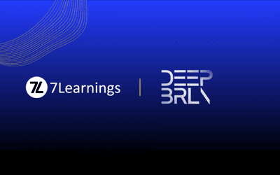 7Learnings and DEEP BRLN logos on a blue background.