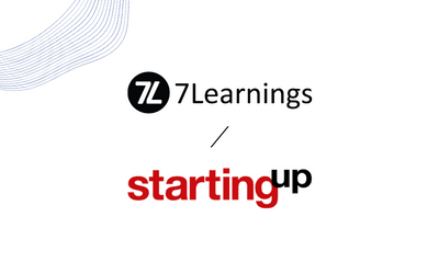 Logos for 7Learnings and startingup separated by a slash.