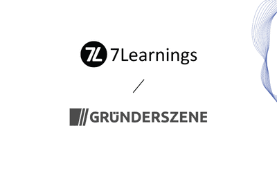 Logos of 7Learnings and Gründerszene on a white background.