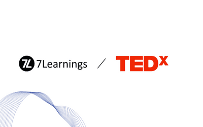 Logos for 7Learnings and TEDx on a white background.
