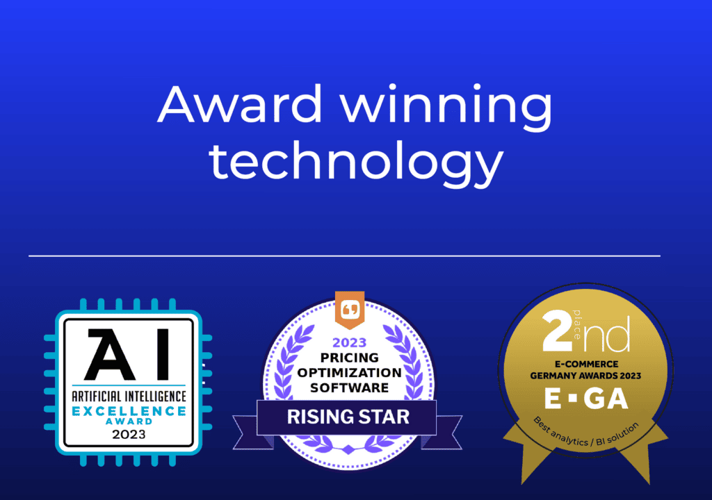 Award winning technology badges for AI excellence and e-commerce.