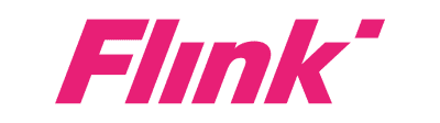 The Flink brand logo in magenta lettering