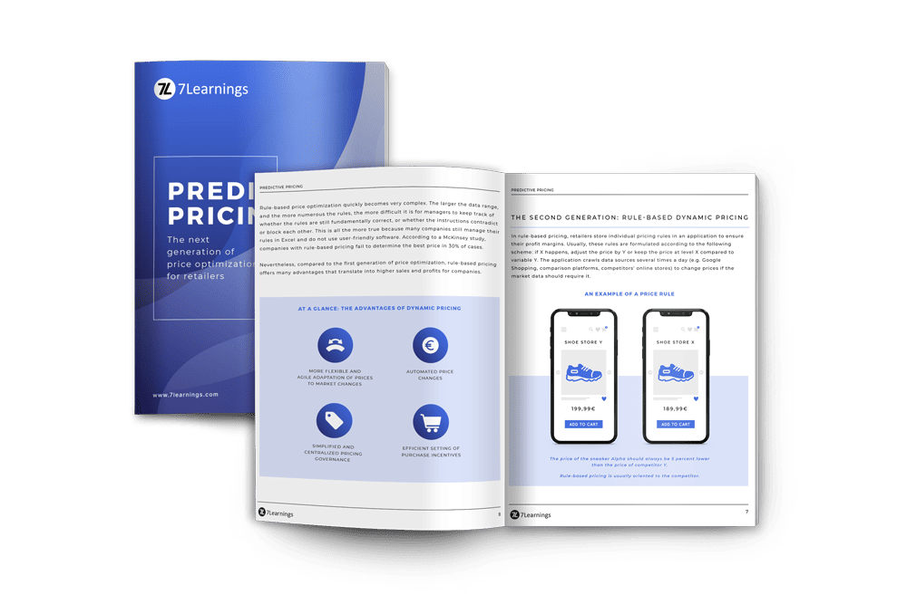 7Learnings predictive pricing brochure showing cover and open pages.