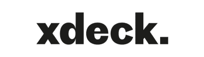 xdeck. logo in black bold lowercase text.