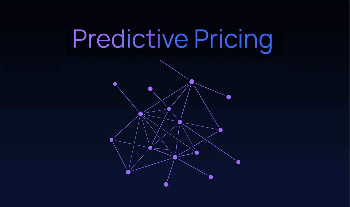 Predictive Pricing text with a purple network node graphic