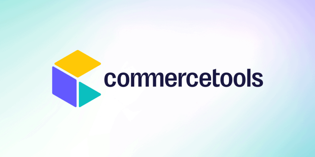 commercetools logo with a colorful 3D geometric icon.