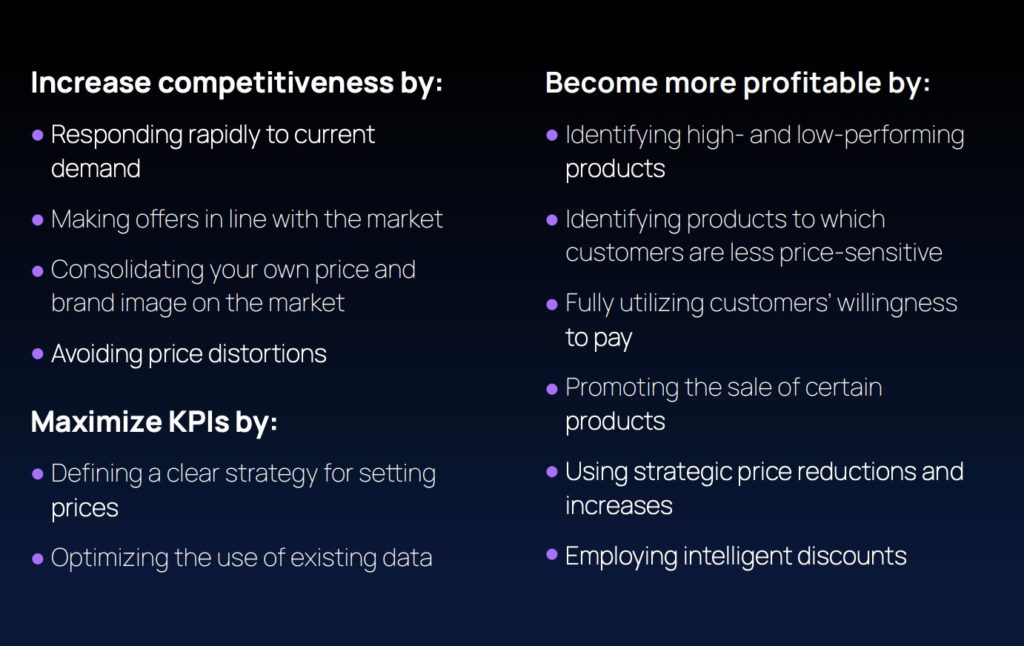 Infographic outlining strategies for competitiveness, KPIs, and profitability.
