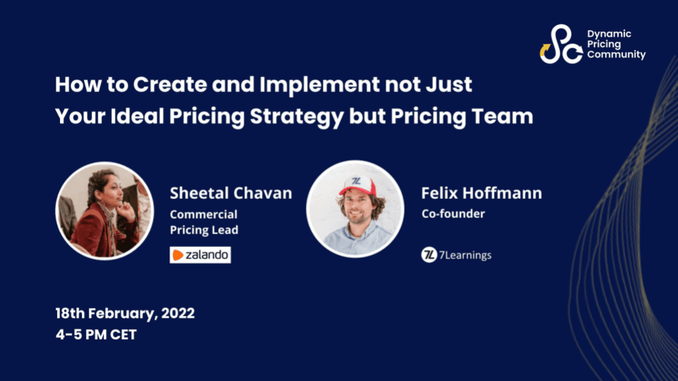 Webinar poster: Creating your ideal pricing strategy and team.