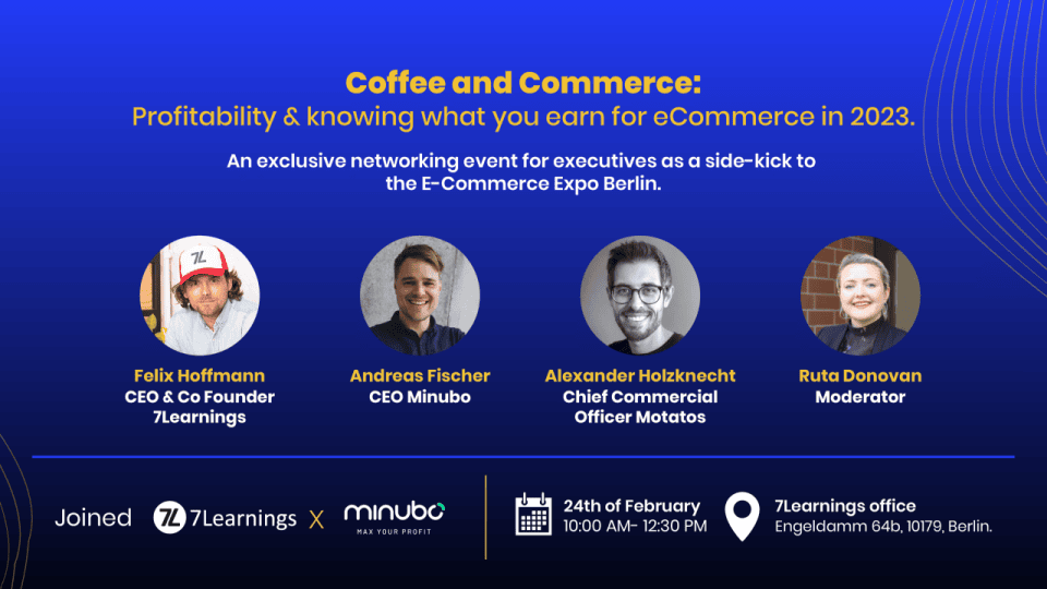 Event poster for Coffee and Commerce networking event in Berlin.