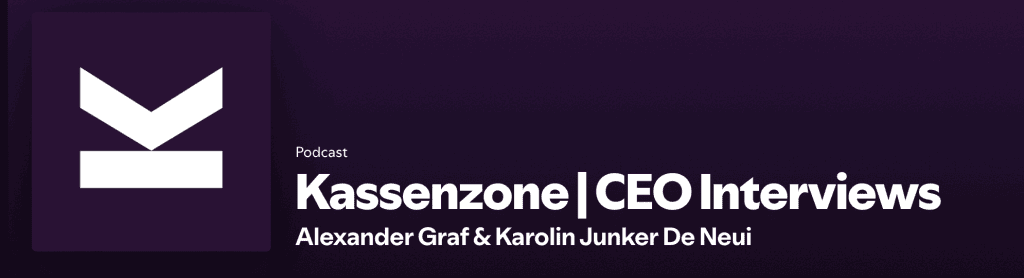 Kassenzone CEO Interviews podcast banner with Alexander Graf and Karolin.