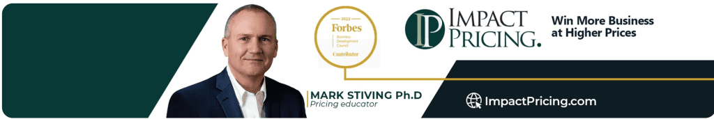 Banner for Mark Stiving Ph.D., Impact Pricing educator.