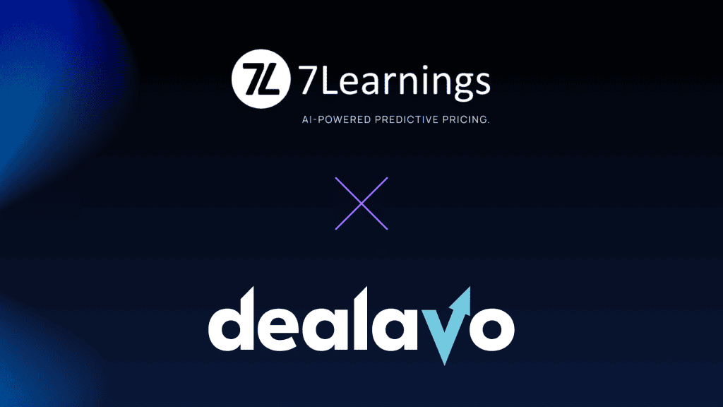Partnership announcement graphic for 7Learnings and Dealavo.