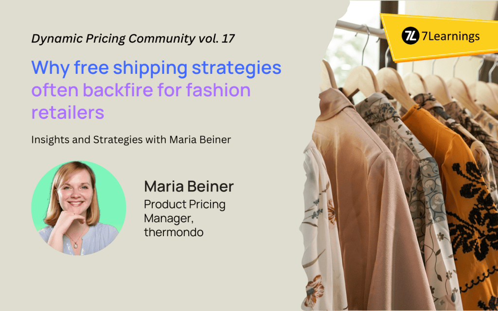 Webinar graphic about fashion shipping strategies featuring Maria Beiner.