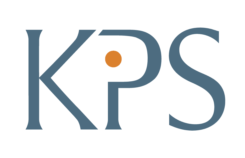 Slate blue KPS logo with an orange dot.