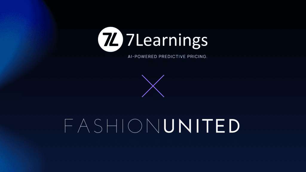 7Learnings and FashionUnited partnership logo on dark background.