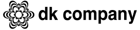 dk company logo with stylized black and white flower symbol