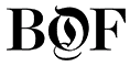 Black BOF logo with a gothic style central letter O.