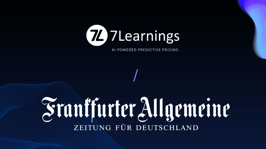 Logos for 7Learnings and Frankfurter Allgemeine Zeitung on dark background