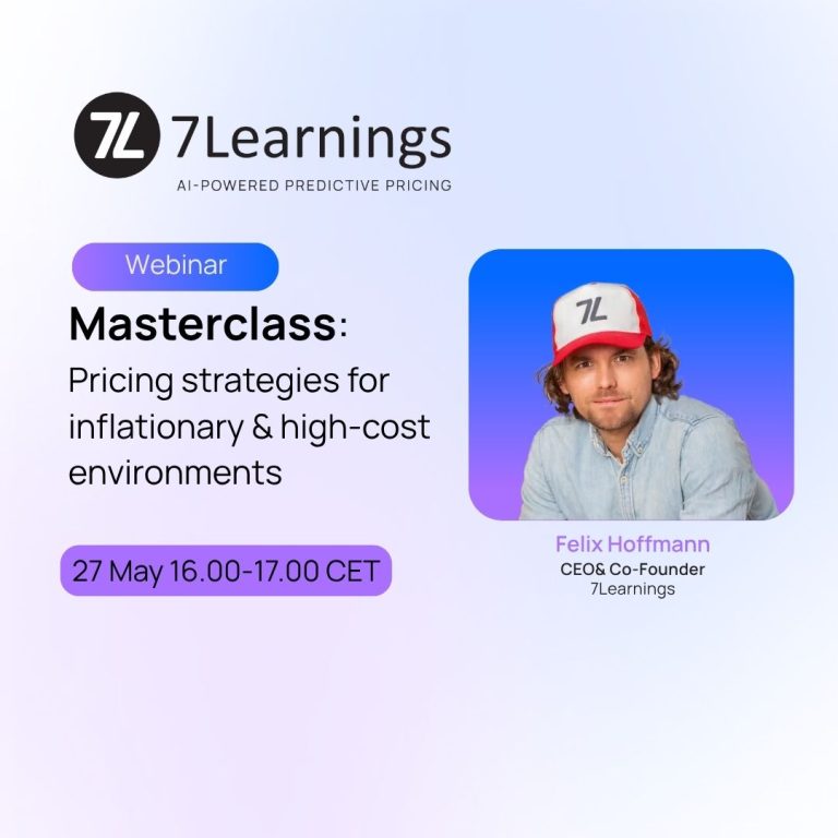 7Learnings webinar poster: Pricing strategies featuring Felix Hoffmann.