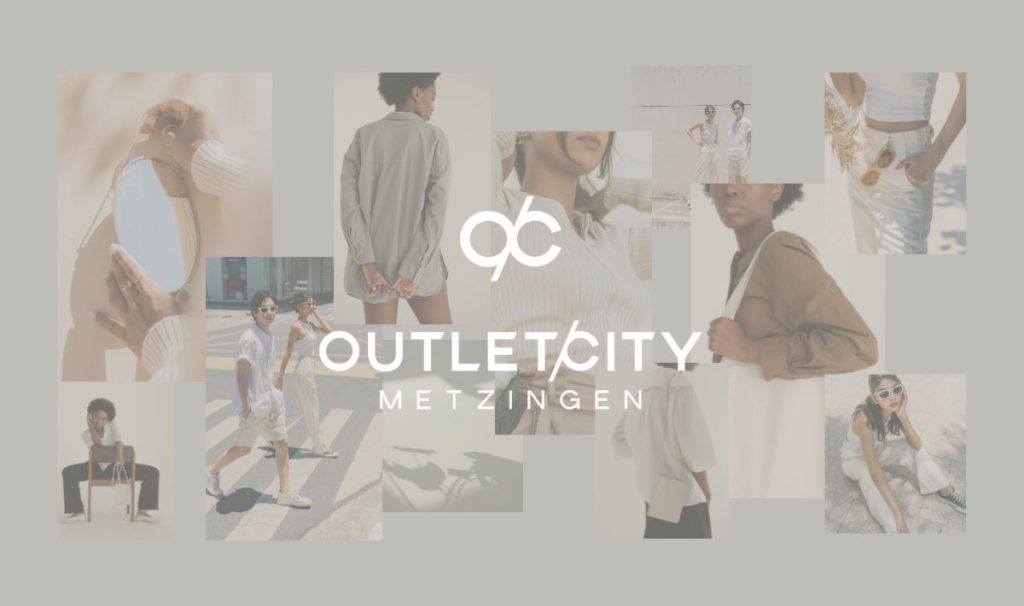 Fashion collage for Outletcity Metzingen with models in neutral tones.