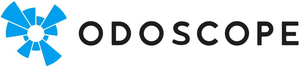 ODOSCOPE logo with a blue abstract circular graphic.