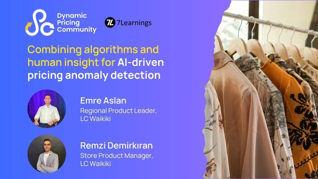 Webinar graphic about AI pricing anomaly detection with retail speakers.