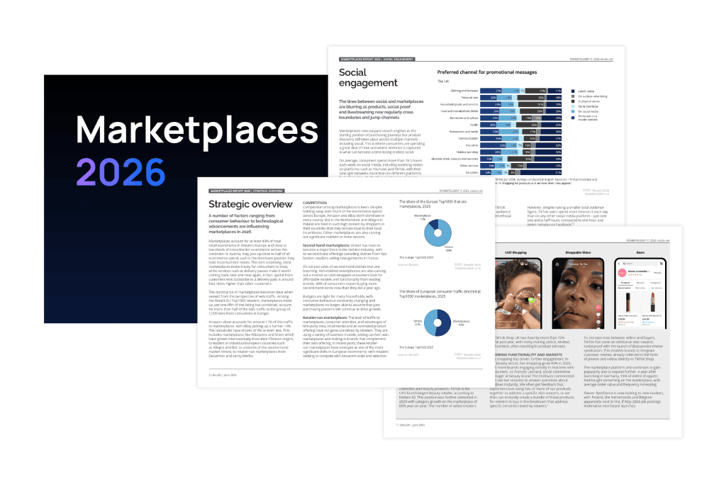 Marketplaces 2026 report pages showcasing retail trends and data.