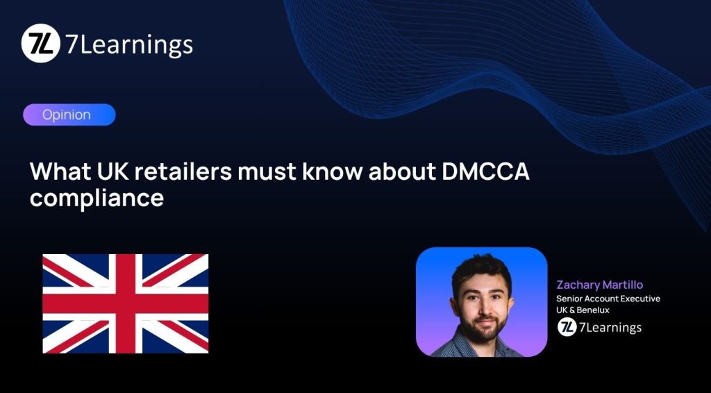 Banner regarding DMCCA compliance for UK retailers by 7Learnings.