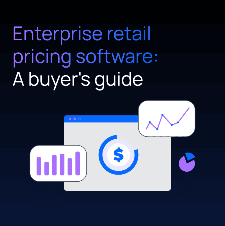 Graphic for enterprise retail pricing software buyer's guide with charts.