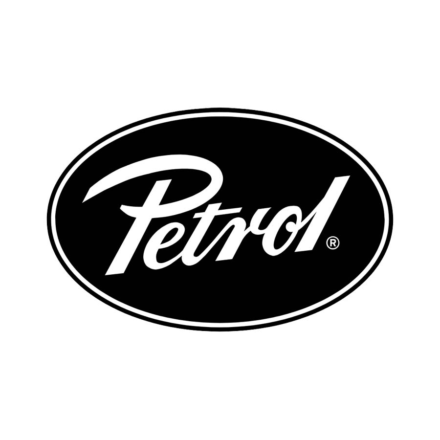 Black and white Petrol brand logo inside an oval.