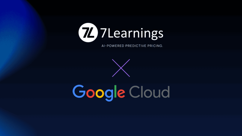7Learnings and Google Cloud partnership announcement graphic.