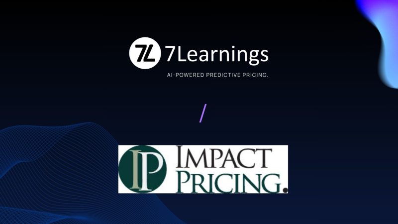 7Learnings and Impact Pricing logos on dark blue background.